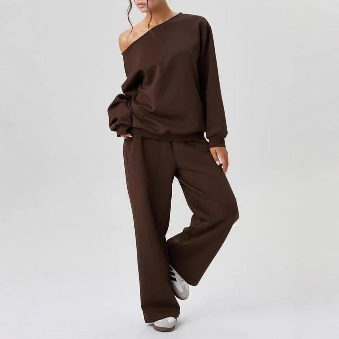 Ensemble Deux Pièces Femme Décontracté – Style Sport Chic Épaules Dénudées - Image 5
