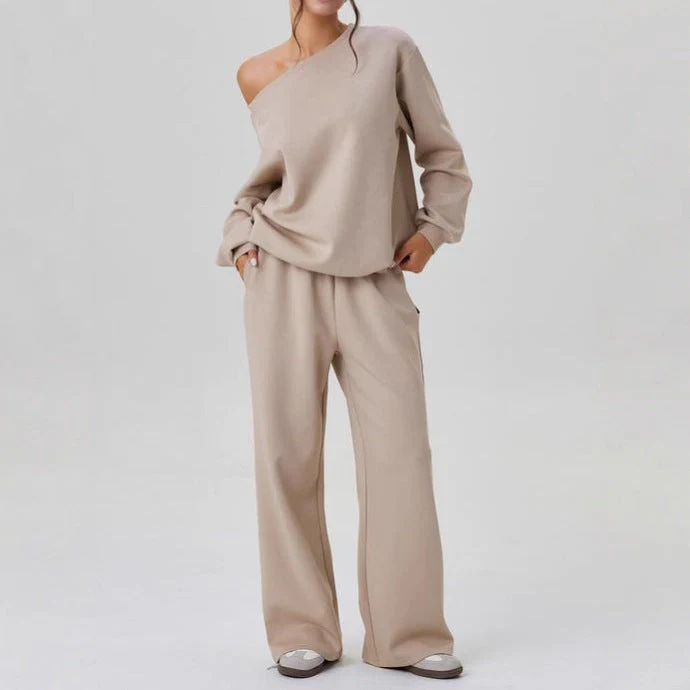 Ensemble Deux Pièces Femme Décontracté – Style Sport Chic Épaules Dénudées - Image 6