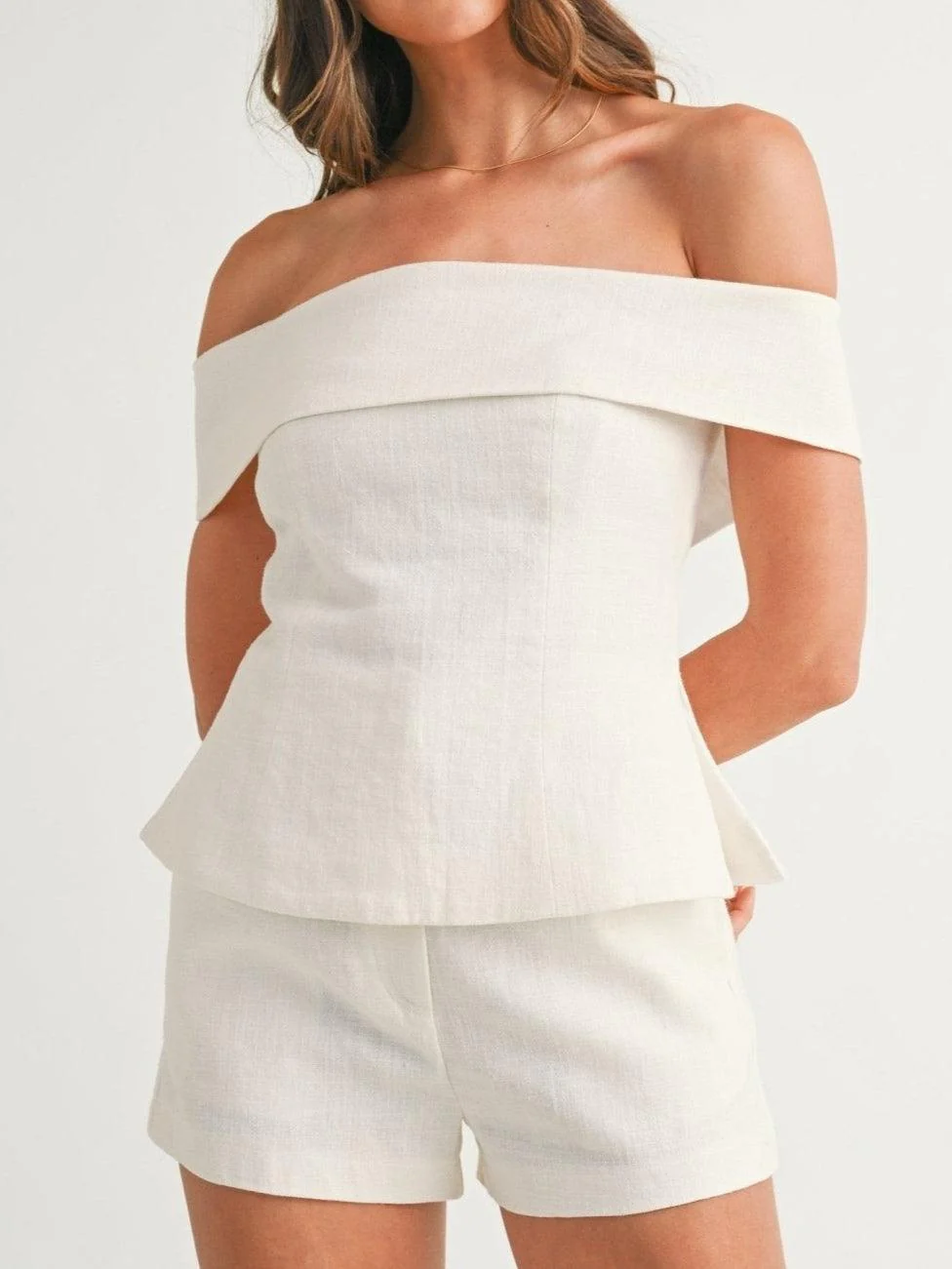 Ensemble Deux-Pièces Femme en Coton-Lin Blanc – Tenue Élégante et Légère - Image 3