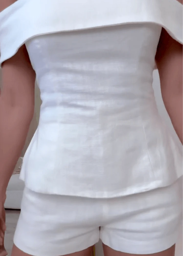 Ensemble Deux-Pièces Femme en Coton-Lin Blanc – Tenue Élégante et Légère - Image 5