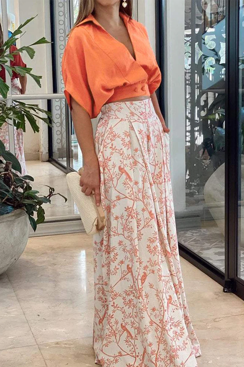 Ensemble Deux-Pièces Fleuri Femme – Haut Court Élégant et Pantalon Large - Image 2