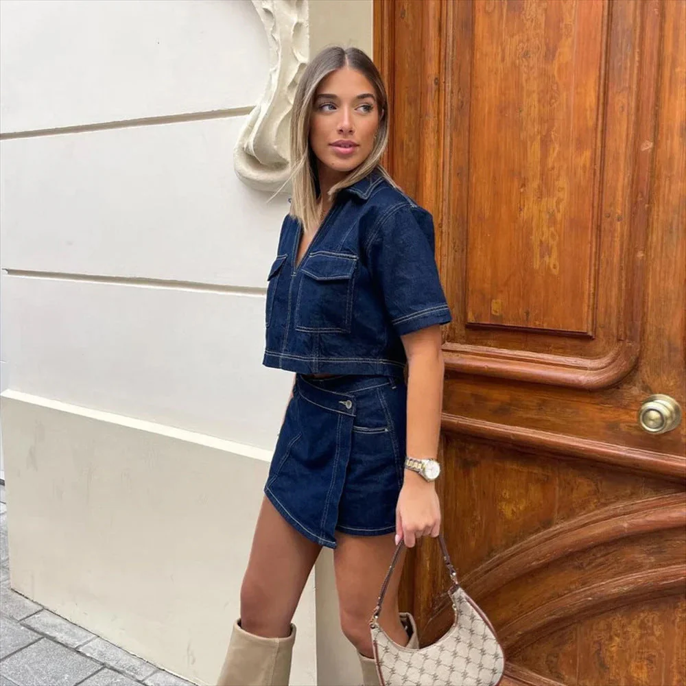 Ensemble en Jean Femme Haut avec Jupe-Short - Image 2
