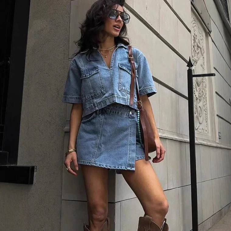 Ensemble en Jean Femme Haut avec Jupe-Short - Image 3