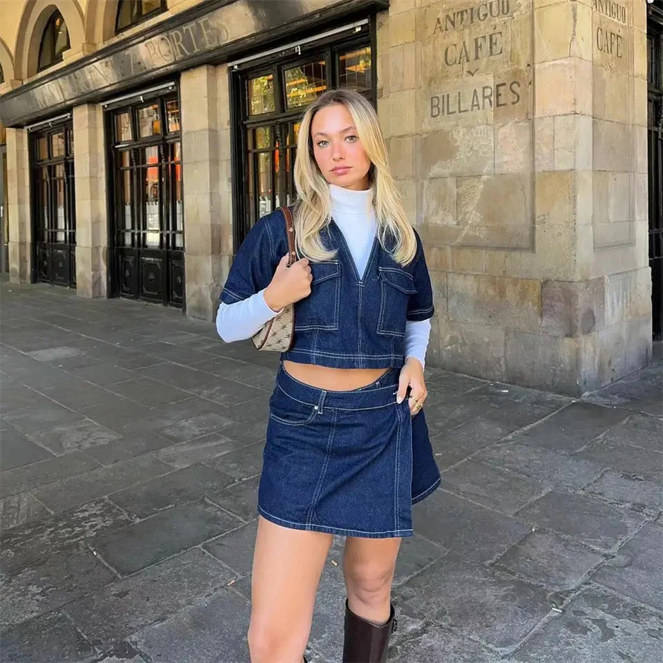 Ensemble en Jean Femme Haut avec Jupe-Short - Image 4