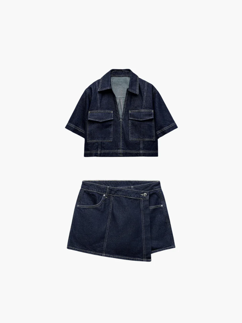 Ensemble en Jean Femme Haut avec Jupe-Short - Image 9