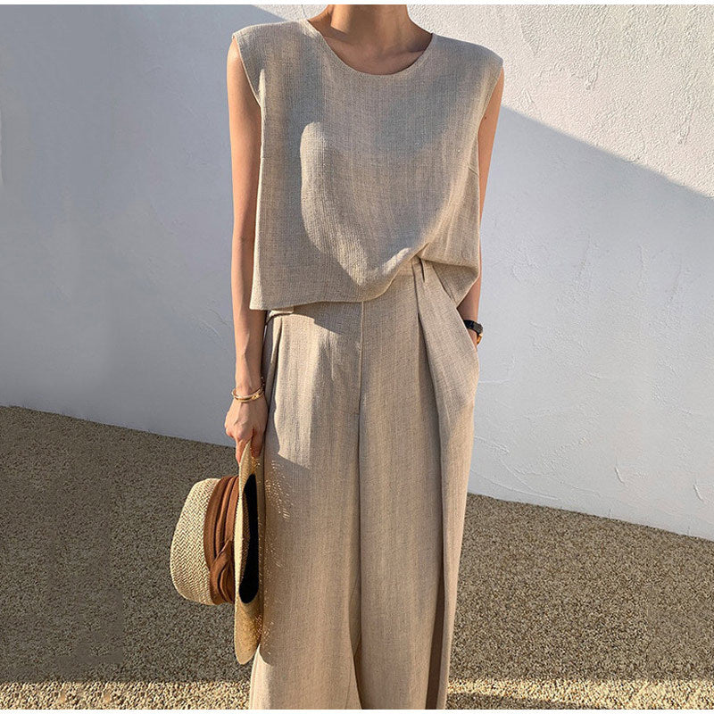 Ensemble en lin pour femme – Style décontracté et léger pour les vacances d'été - Image 5