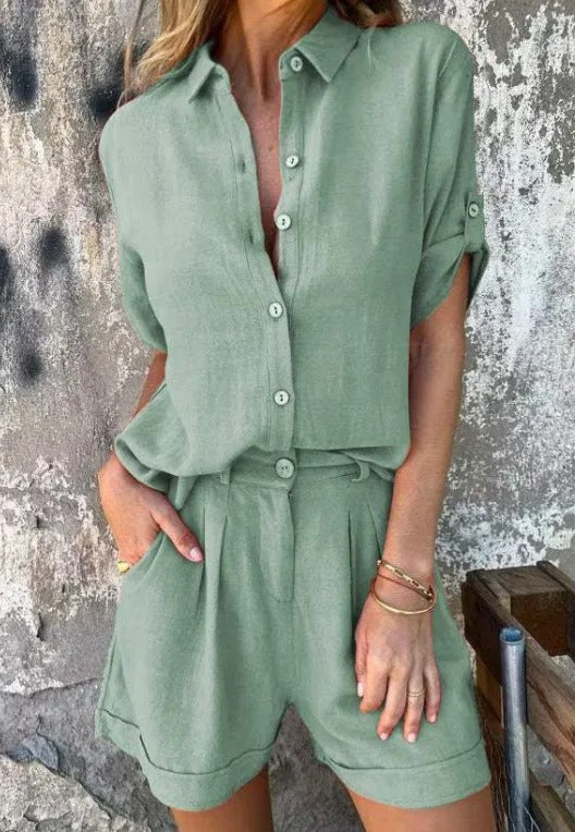 Ensemble Femme Décontracté Chemise et Short – Tenue Légère Été Chic - Image 6