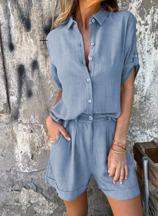 Ensemble Femme Décontracté Chemise et Short – Tenue Légère Été Chic - Image 7