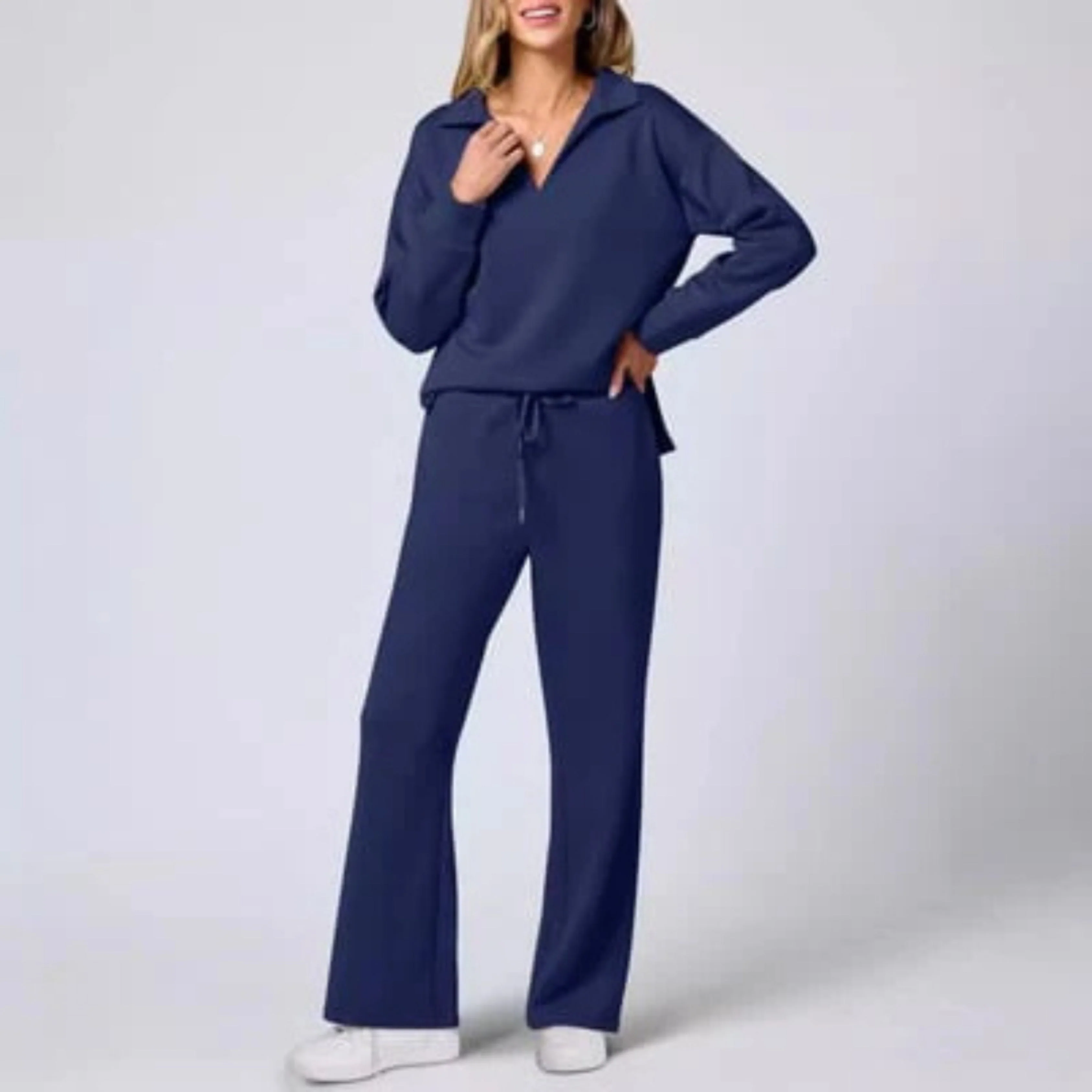 Ensemble Femme Décontracté Deux Pièces Col V – Tenue Chic et Confortable - Image 6