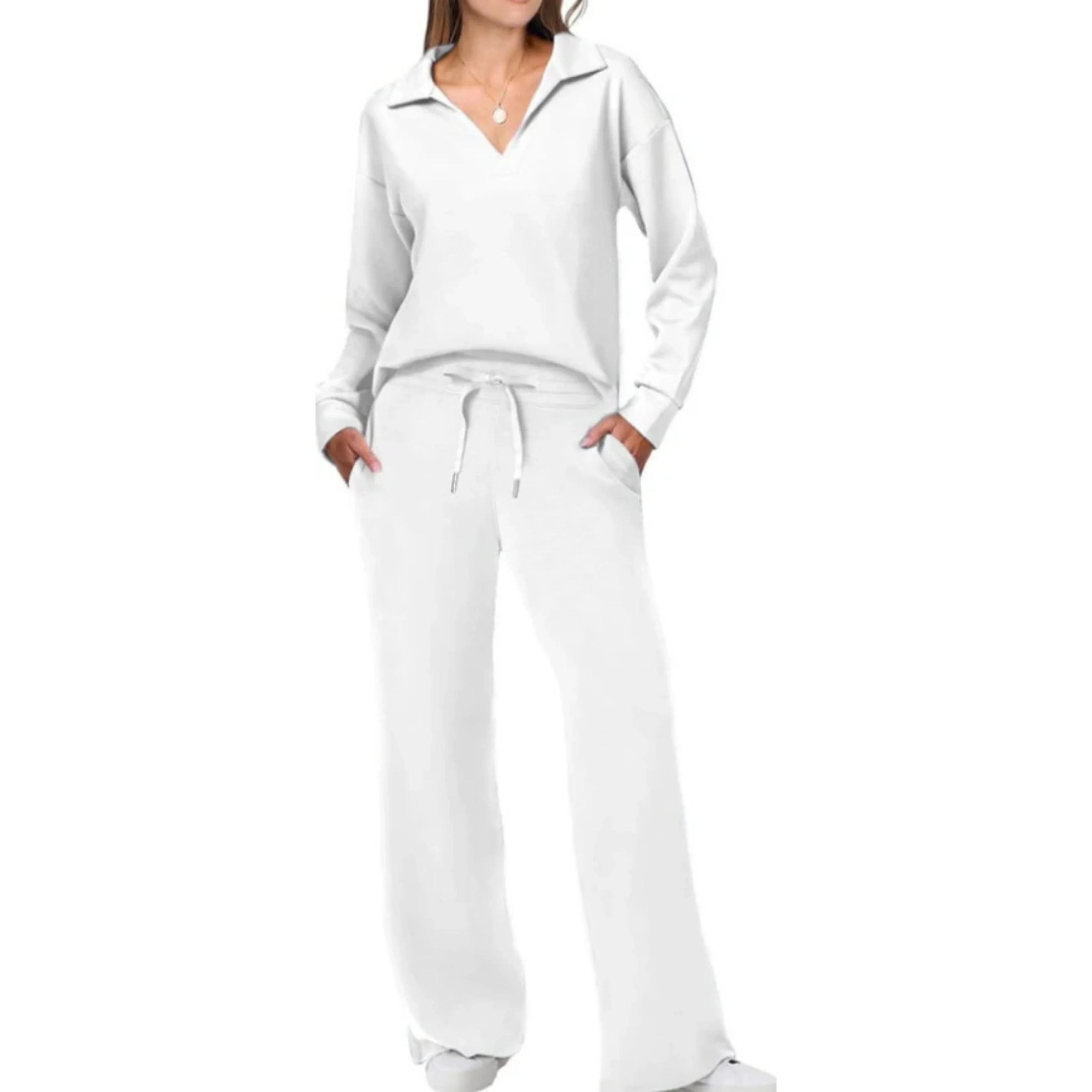 Ensemble Femme Décontracté Deux Pièces Col V – Tenue Chic et Confortable - Image 7