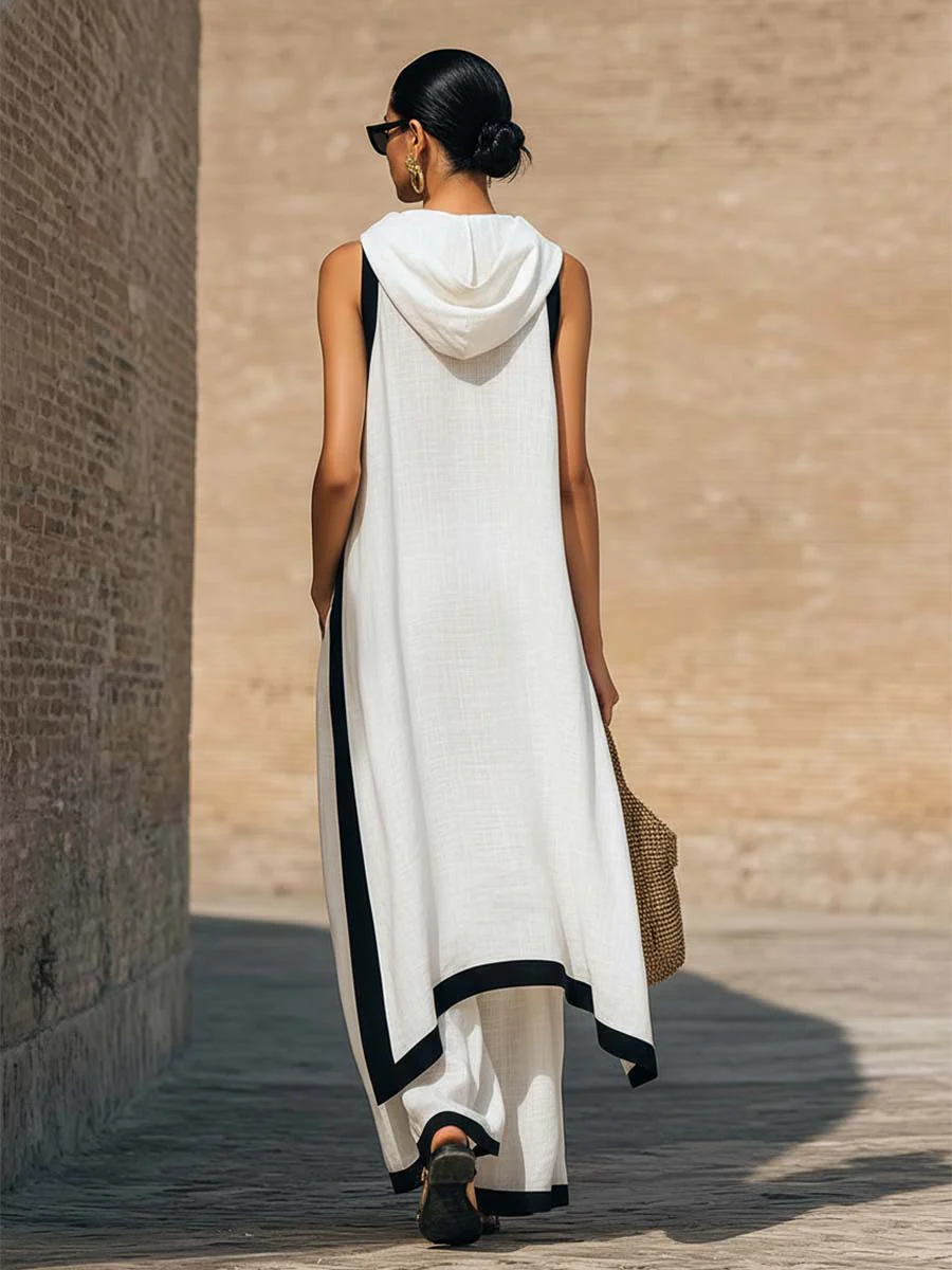 Ensemble femme élégant en coton et lin – Finitions travaillées et coupe raffinée - Image 2