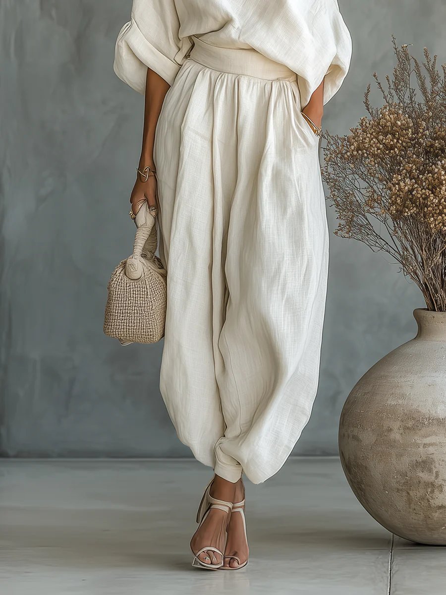 Ensemble femme épaules dénudées et pantalon fuselé – Léger et chic - Image 4