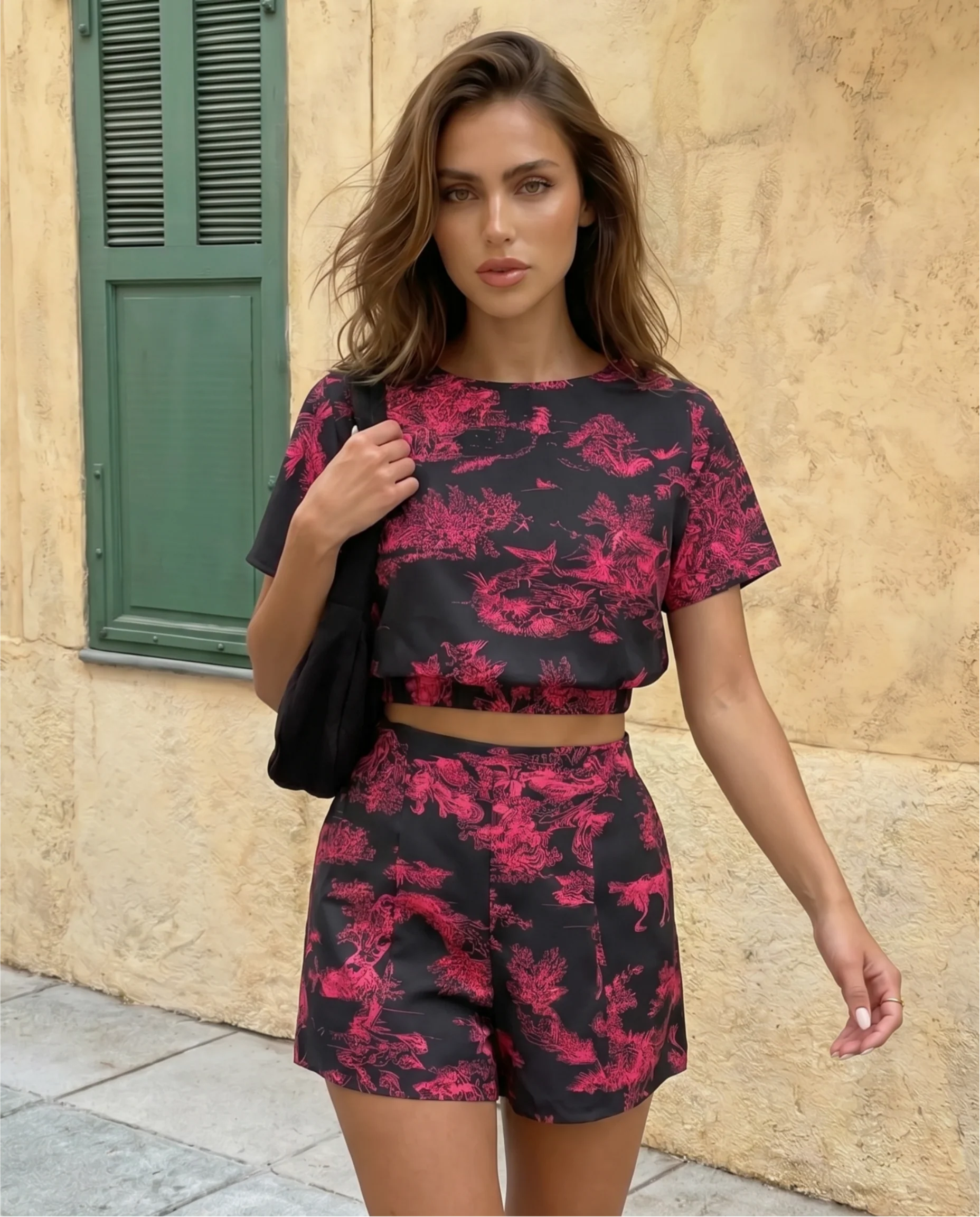 Ensemble femme haut court et short taille haute - Estival et decontracte - Image 7