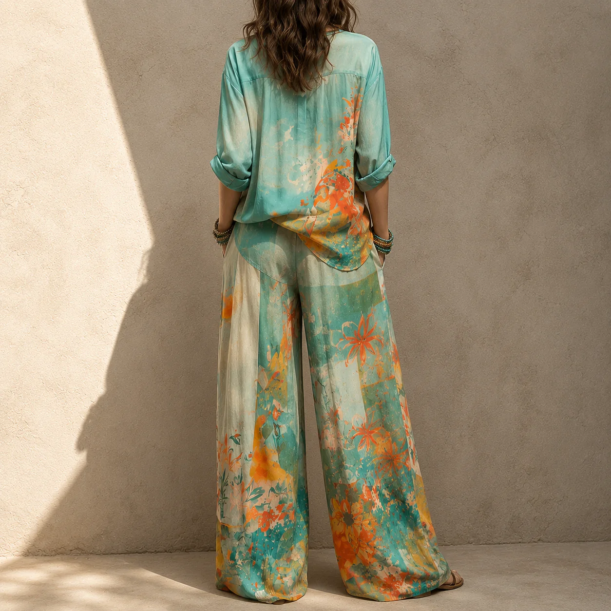 Ensemble femme imprime floral pantalon ample - Chic et raffine - Image 2