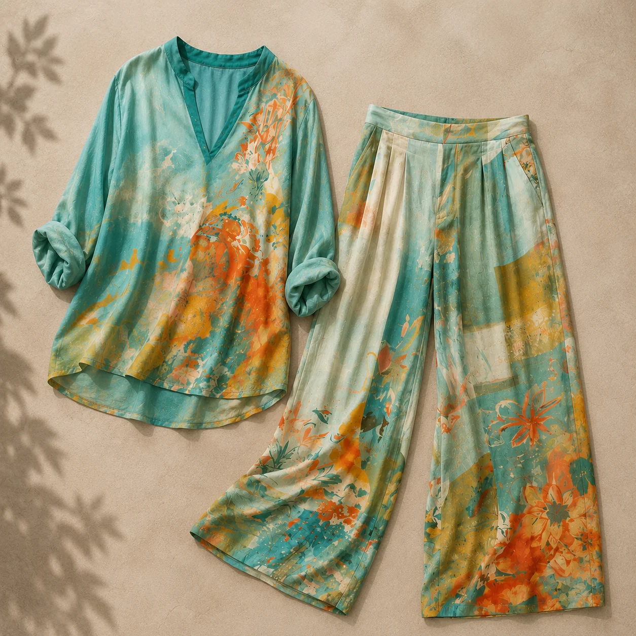 Ensemble femme imprime floral pantalon ample - Chic et raffine - Image 5