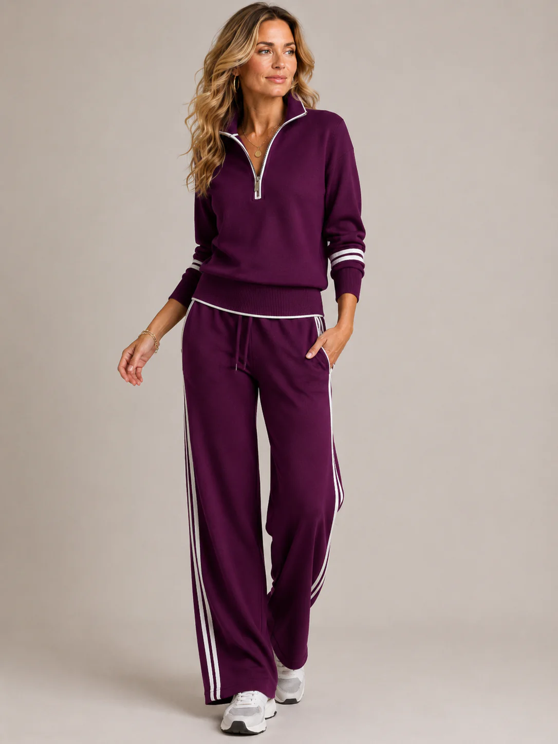 Ensemble femme sweat zippe et pantalon - Confortable et moderne - Image 2