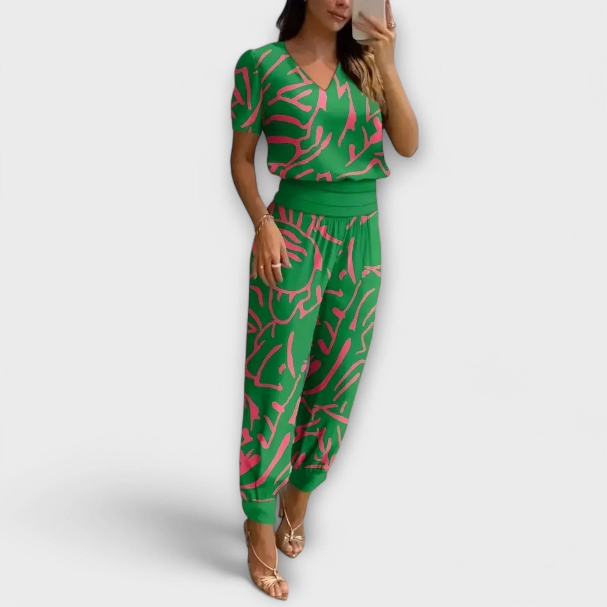 Ensemble femme top et pantalon large - Elegant et fluide
