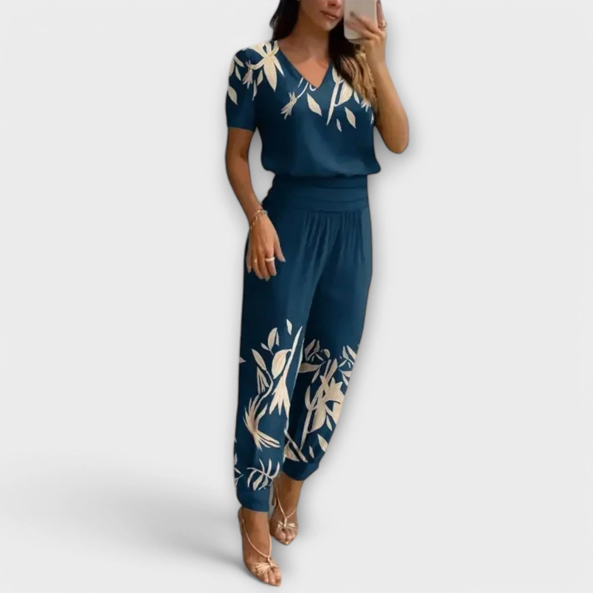 Ensemble femme top et pantalon large - Elegant et fluide - Image 2