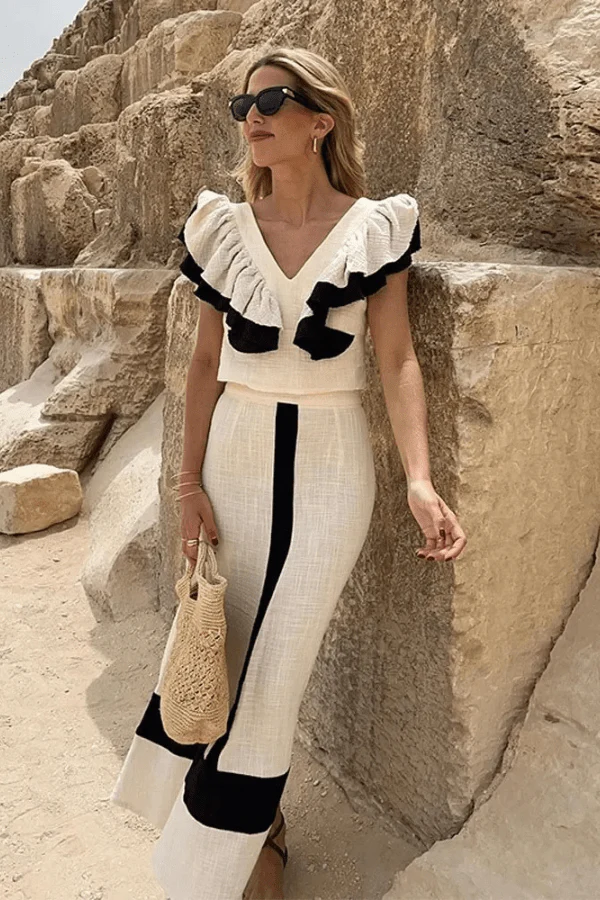 Ensemble Jupe Midi Femme - Tenue Été Dos Nu - Image 3