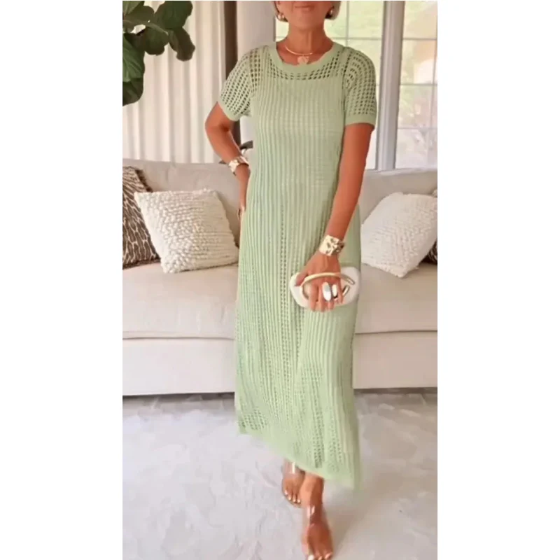 Ensemble Robe Maxi Tricotée à Découpes Femme – Robe Longue avec Couche Intérieure - Image 3