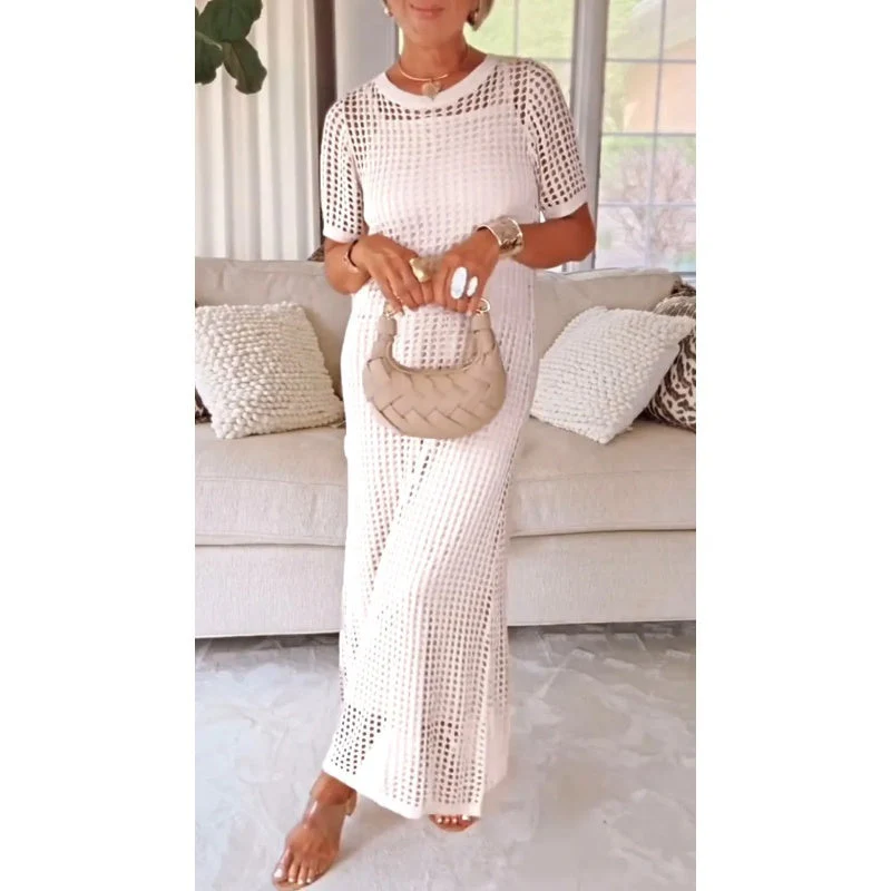 Ensemble Robe Maxi Tricotée à Découpes Femme – Robe Longue avec Couche Intérieure - Image 7