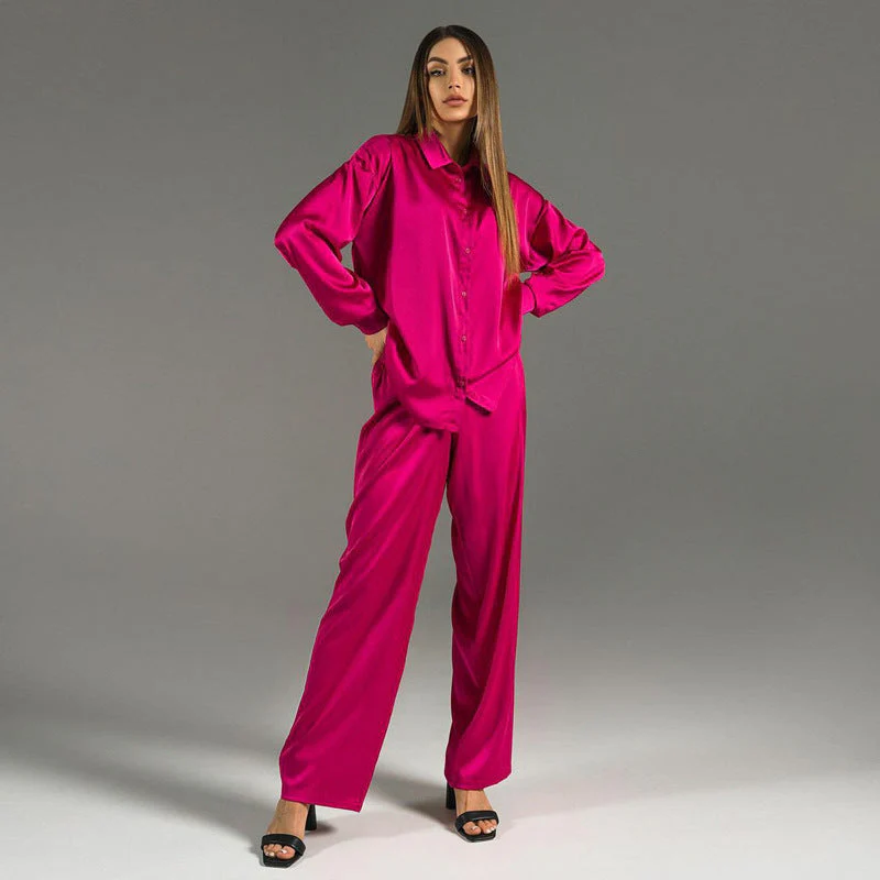 Ensemble Satin Femme – Haut avec Pantalon - Image 3