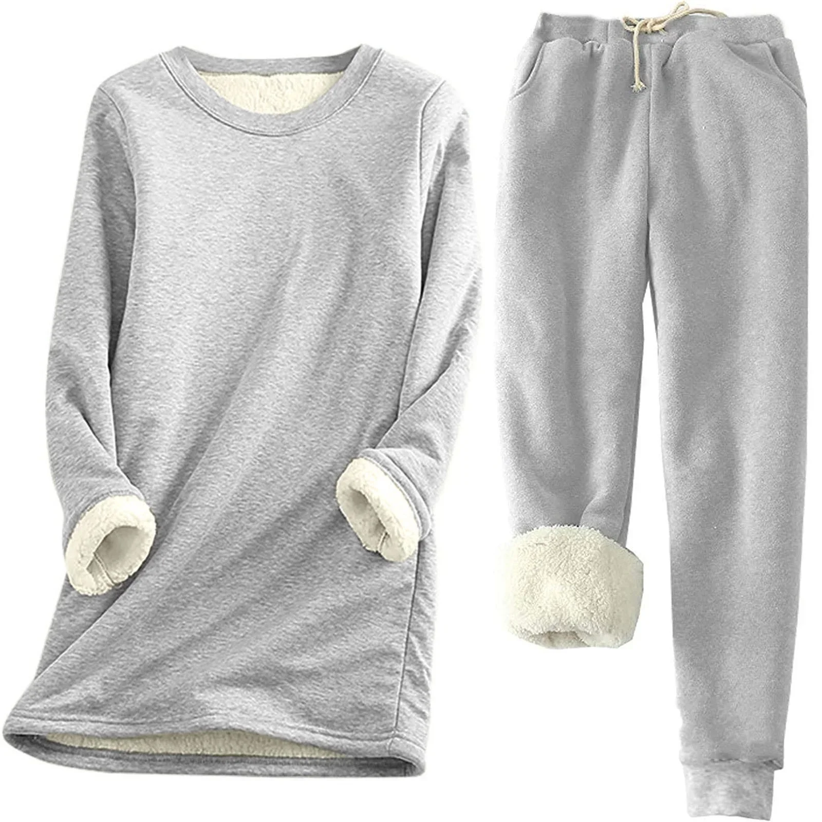 Ensemble thermique uni – Deux pièces chaudes pour femme - Image 2