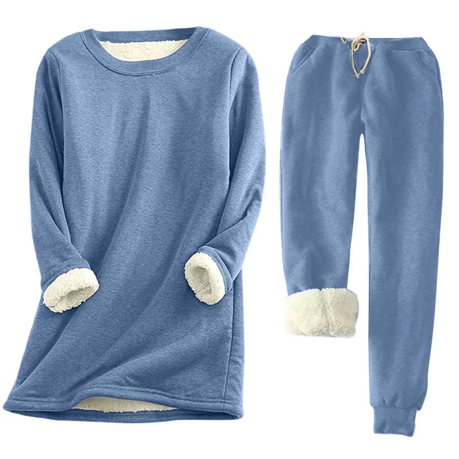 Ensemble thermique uni – Deux pièces chaudes pour femme - Image 3