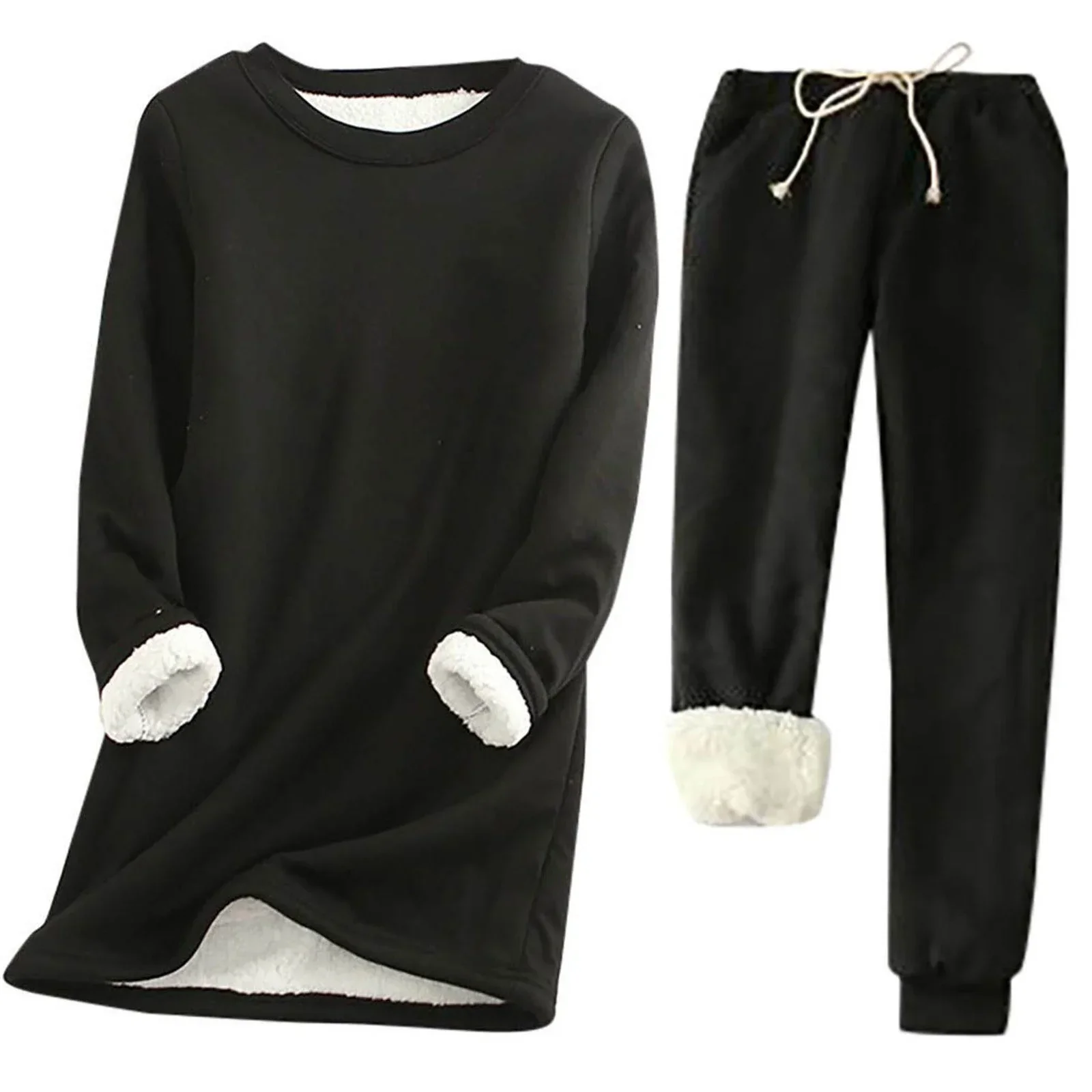 Ensemble thermique uni – Deux pièces chaudes pour femme - Image 4