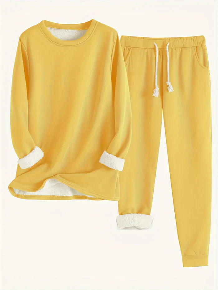 Ensemble thermique uni – Deux pièces chaudes pour femme - Image 6