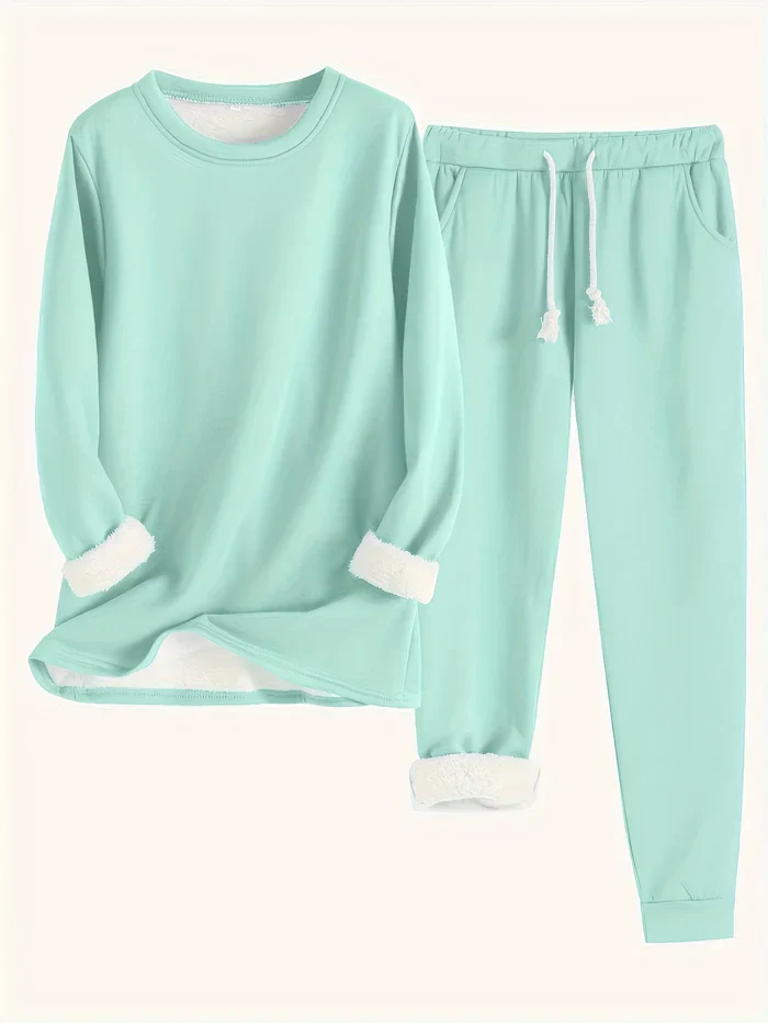 Ensemble thermique uni – Deux pièces chaudes pour femme - Image 8