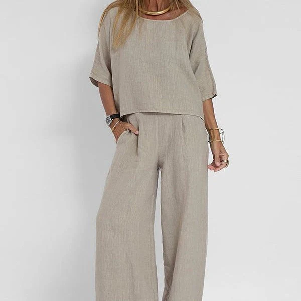 Ensemble top et pantalon large femme – Léger et moderne