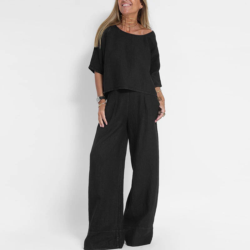 Ensemble top et pantalon large femme – Léger et moderne - Image 2