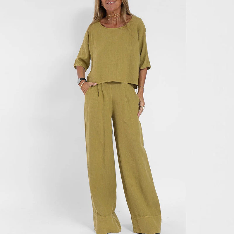Ensemble top et pantalon large femme – Léger et moderne - Image 3