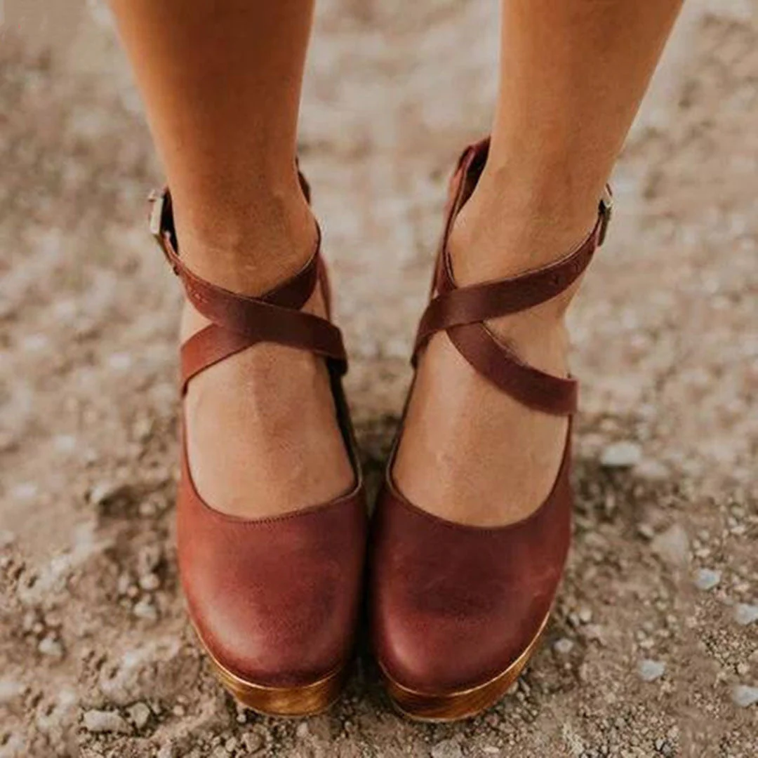 Escarpins compensés à bout fermé pour femmes – Style élégant et confortable avec bride à la cheville - Image 4