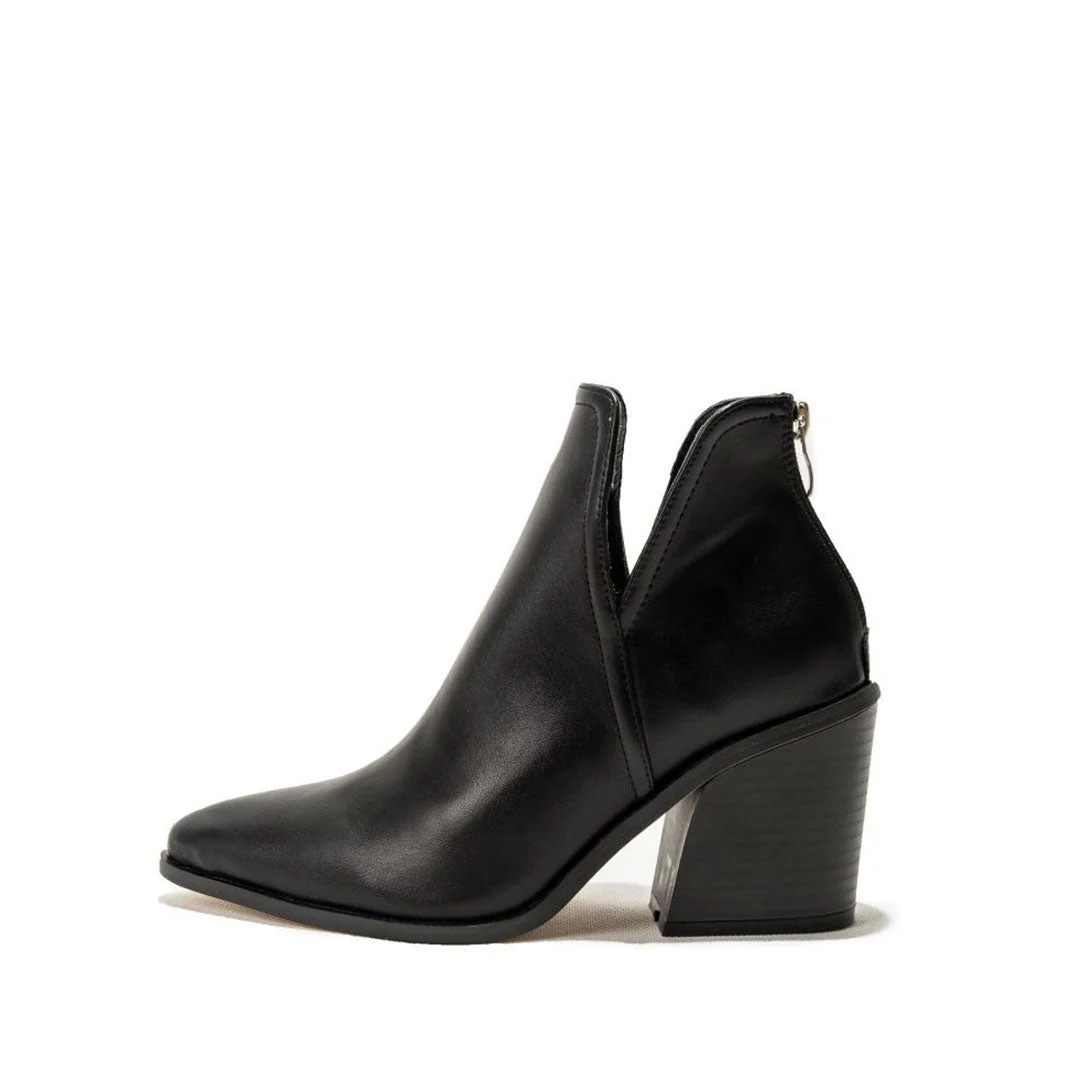 Femme Bottines Retro Cuir Synthétique Noir Talon Épais – Audacieuses - Image 4