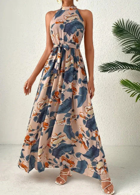 Femme Élégante Bohème à Décolleté Halter Été Robe Maxi – Légère, Flatteuse - Image 5