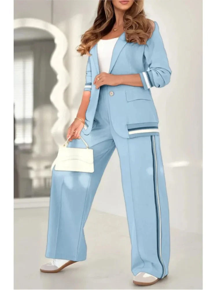 Femme élégante confortable Blazer ajusté pantalon ample - Ensemble 2 pièces - Image 11