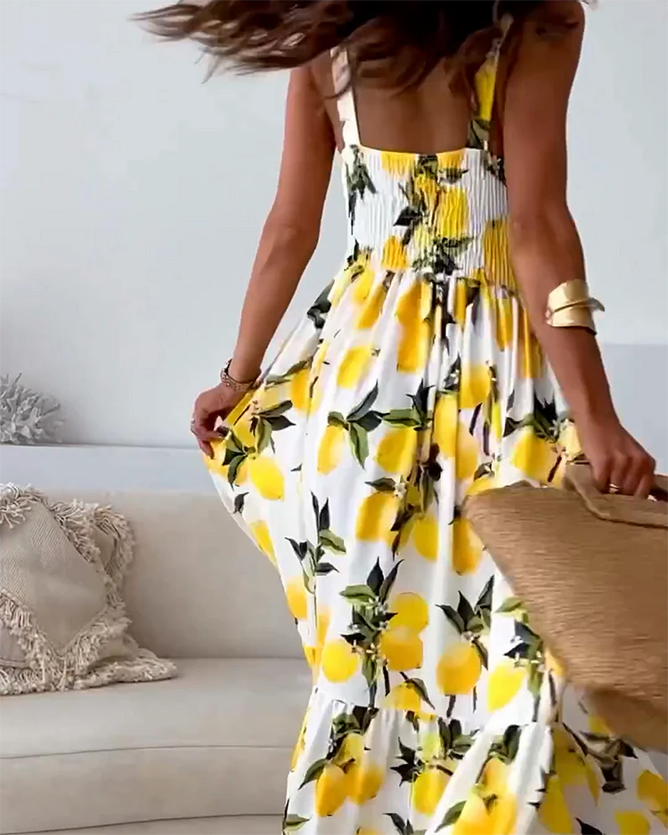 Femme élégante jaune florale pour invitées de mariage maxi Robe – Rayonnement - Image 4