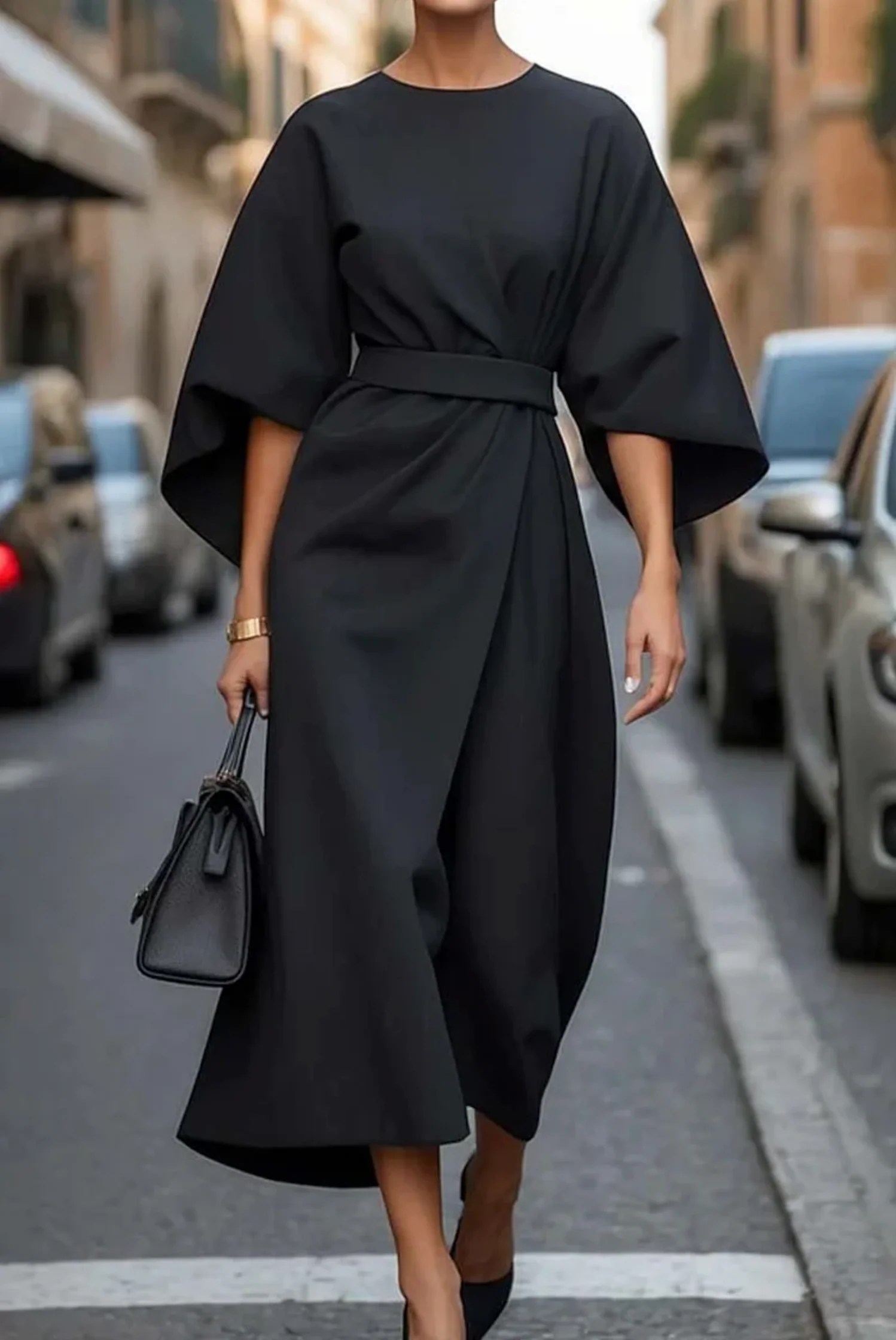 Femme Formel Robe élégante Midi à manches larges – Audacieuse, Luxueuse - Image 4