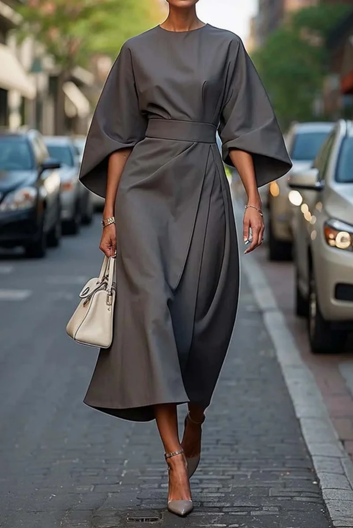 Femme Formel Robe élégante Midi à manches larges – Audacieuse, Luxueuse - Image 6