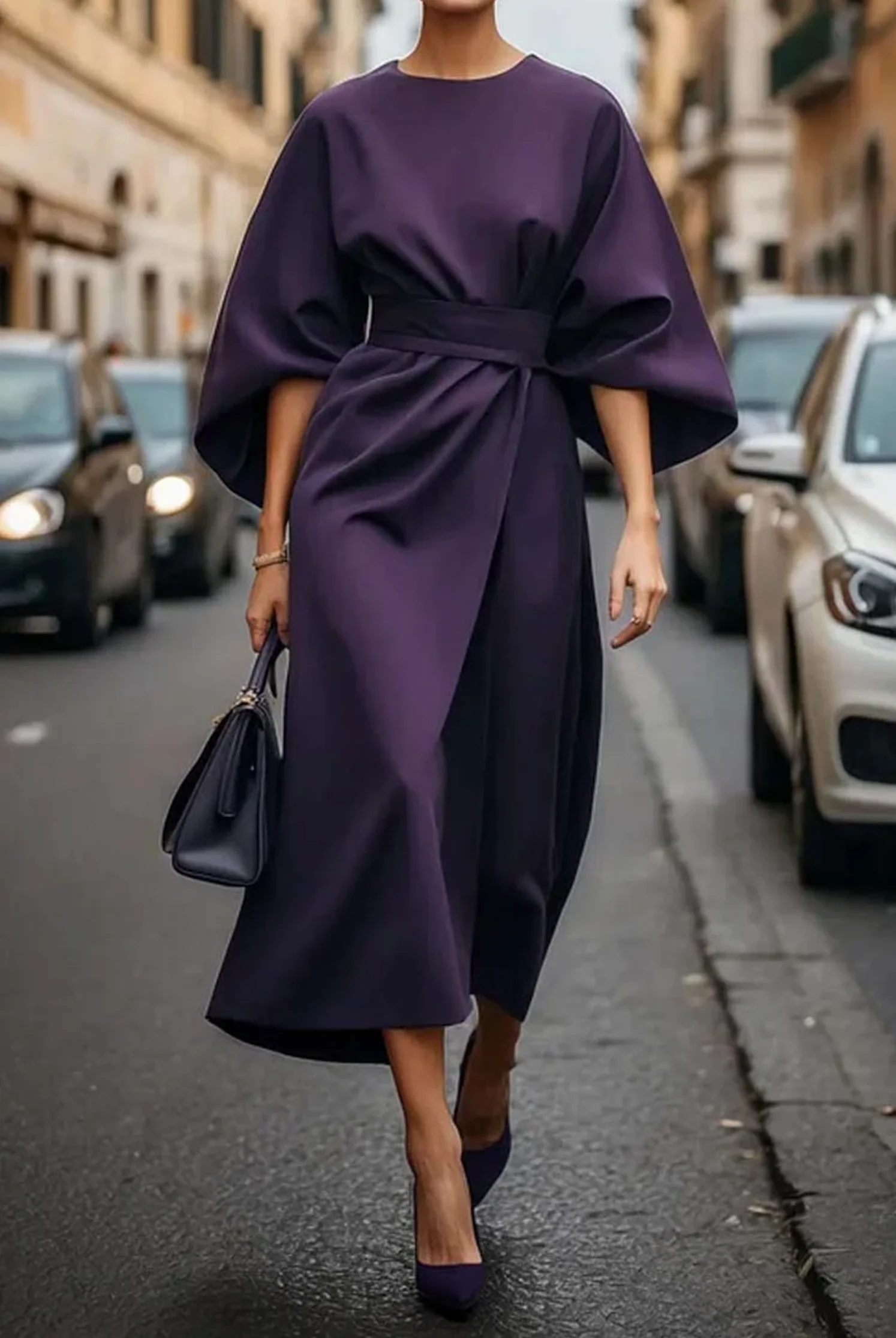 Femme Formel Robe élégante Midi à manches larges – Audacieuse, Luxueuse - Image 7