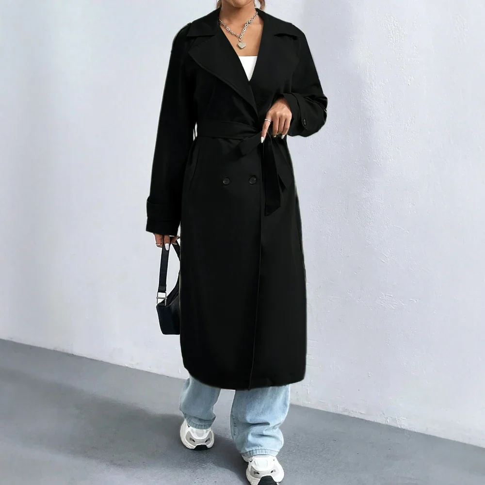 Femme Manteau Trench Long Luxe Élégant – Manteau Double Boutonnage - Image 3
