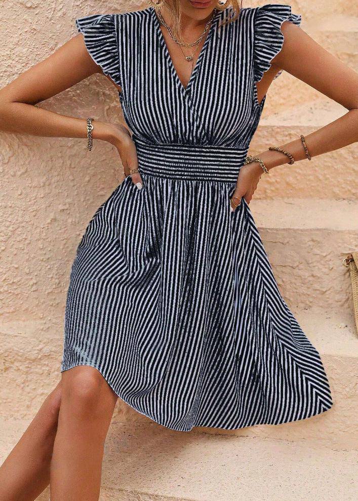 Femmes Légère à Rayures en Ligne Midi Robe – Élégance Estivale - Image 7