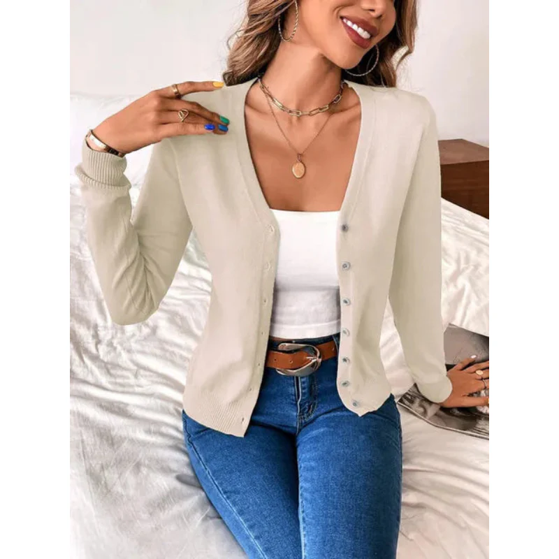 Gilet élégant à col V ajusté pour femme – Tricots boutonné - Image 3
