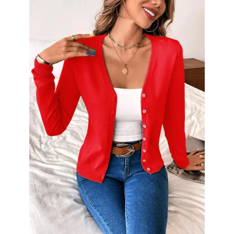 Gilet élégant à col V ajusté pour femme – Tricots boutonné - Image 7