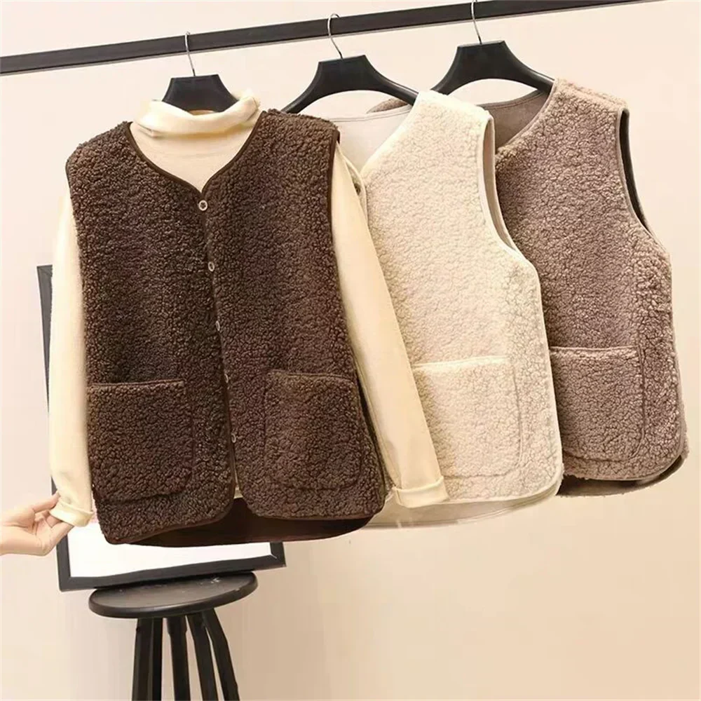 Gilet en Peluche Sans Manches Classique Femme – Couche Élégante et Confortable - Image 5