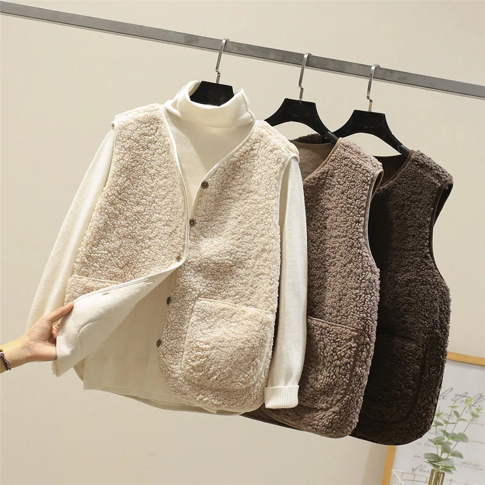 Gilet en Peluche Sans Manches Classique Femme – Couche Élégante et Confortable - Image 7