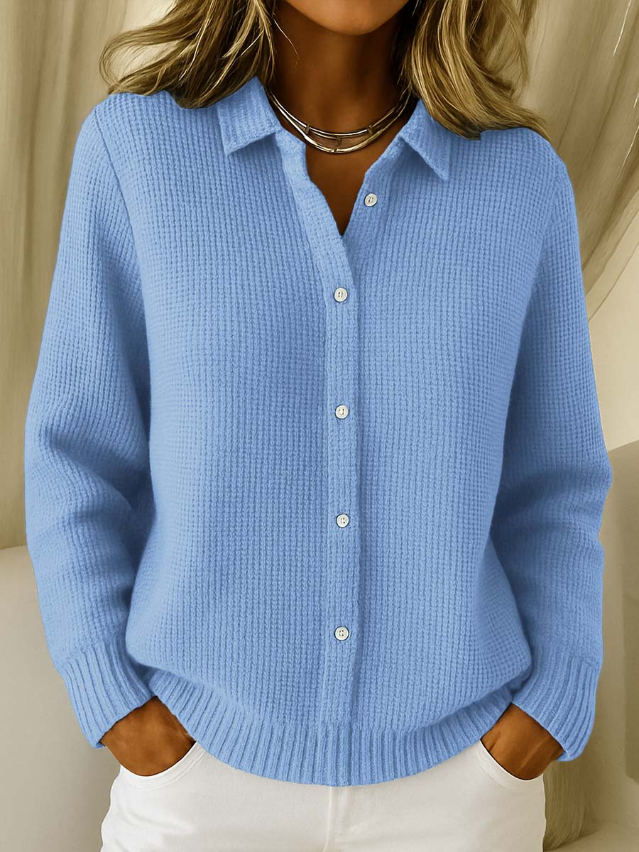 Gilet Femme en Maille Douce Boutonné – Manches Longues Classiques