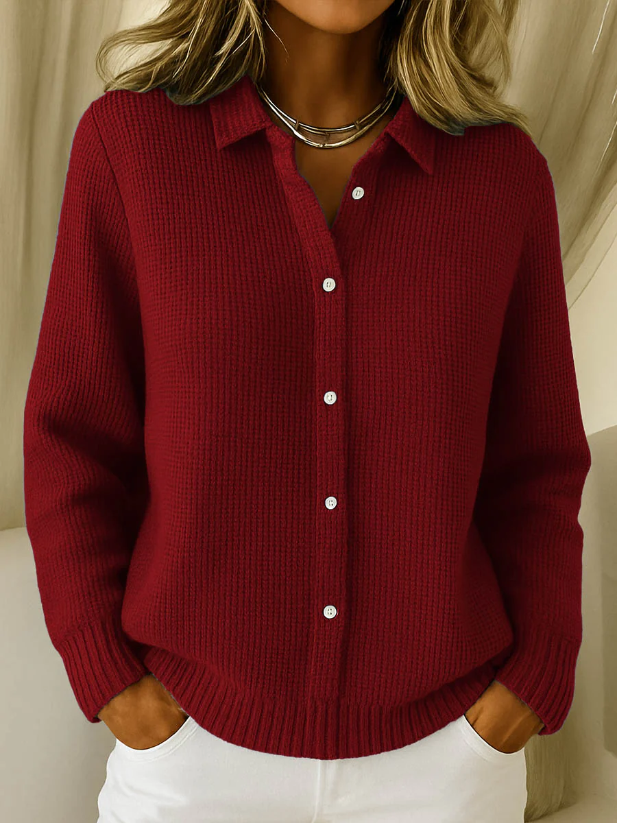 Gilet Femme en Maille Douce Boutonné – Manches Longues Classiques - Image 3